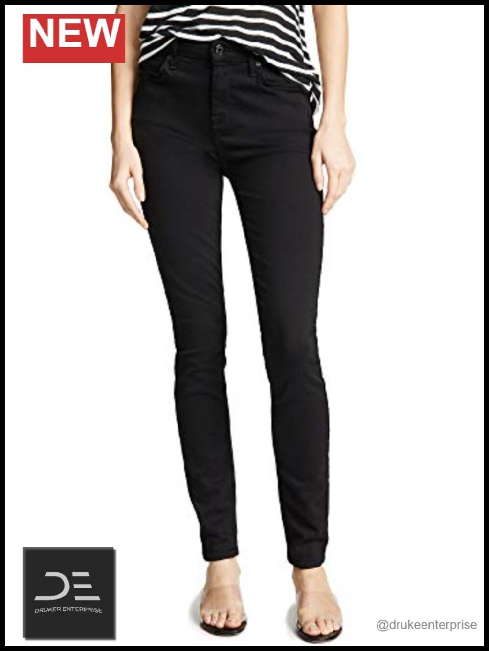 Stretch Denim Ankle Skinny Jeans High Rise 30.5" Inseam